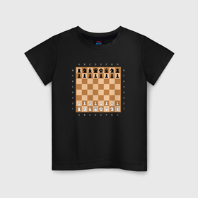 Детская футболка хлопок с принтом Доска шахматная , 100% хлопок | круглый вырез горловины, полуприлегающий силуэт, длина до линии бедер | 