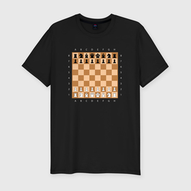 Мужская футболка хлопок Slim с принтом Доска шахматная в Кировске, 92% хлопок, 8% лайкра | приталенный силуэт, круглый вырез ворота, длина до линии бедра, короткий рукав | 