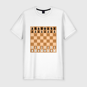 Мужская футболка хлопок Slim с принтом Шахматная доска без нумерации в Санкт-Петербурге, 92% хлопок, 8% лайкра | приталенный силуэт, круглый вырез ворота, длина до линии бедра, короткий рукав | 