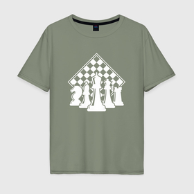 Мужская футболка хлопок Oversize с принтом Фигуры шахмат в Санкт-Петербурге, 100% хлопок | свободный крой, круглый ворот, “спинка” длиннее передней части | 