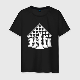Мужская футболка хлопок с принтом Фигуры шахмат в Белгороде, 100% хлопок | прямой крой, круглый вырез горловины, длина до линии бедер, слегка спущенное плечо. | 