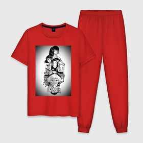 Мужская пижама хлопок с принтом Унесённые призраками Тихиро Огино Хаку , 100% хлопок | брюки и футболка прямого кроя, без карманов, на брюках мягкая резинка на поясе и по низу штанин
 | 