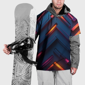 Накидка на куртку 3D с принтом Неоновый узор стальные раскалённые пластины в Курске, 100% полиэстер |  | 