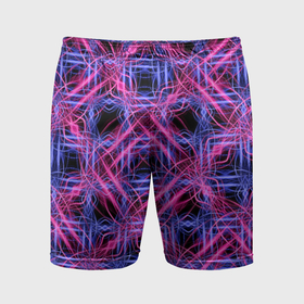 Мужские шорты спортивные с принтом Розово фиолетовые светящиеся переплетения в Белгороде,  |  | Тематика изображения на принте: 