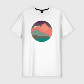 Мужская футболка хлопок Slim с принтом Величие ночных гор в Тюмени, 92% хлопок, 8% лайкра | приталенный силуэт, круглый вырез ворота, длина до линии бедра, короткий рукав | 