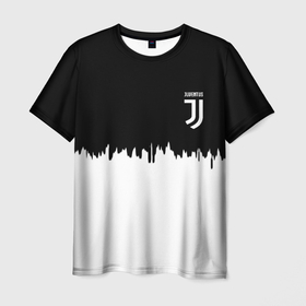 Мужская футболка 3D с принтом Juventus белый огонь текстура в Тюмени, 100% полиэфир | прямой крой, круглый вырез горловины, длина до линии бедер | 