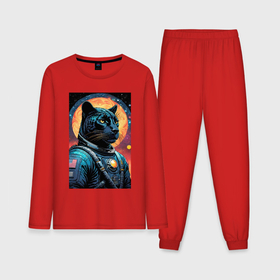 Мужская пижама с лонгсливом хлопок с принтом Пантера бравый космонавт   нейросеть в Петрозаводске,  |  | 