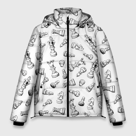 Мужская зимняя куртка 3D с принтом Много шахматных фигур на белом паттерны в Екатеринбурге, верх — 100% полиэстер; подкладка — 100% полиэстер; утеплитель — 100% полиэстер | длина ниже бедра, свободный силуэт Оверсайз. Есть воротник-стойка, отстегивающийся капюшон и ветрозащитная планка. 

Боковые карманы с листочкой на кнопках и внутренний карман на молнии. | 