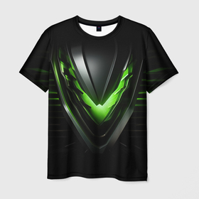 Мужская футболка 3D с принтом Black  green  abstract  nvidia  style в Екатеринбурге, 100% полиэфир | прямой крой, круглый вырез горловины, длина до линии бедер | Тематика изображения на принте: 