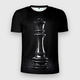 Мужская футболка 3D Slim с принтом Черный ферзь   шахматы в Санкт-Петербурге, 100% полиэстер с улучшенными характеристиками | приталенный силуэт, круглая горловина, широкие плечи, сужается к линии бедра | 