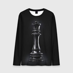 Мужской лонгслив 3D с принтом Черный ферзь   шахматы в Тюмени, 100% полиэстер | длинные рукава, круглый вырез горловины, полуприлегающий силуэт | Тематика изображения на принте: 