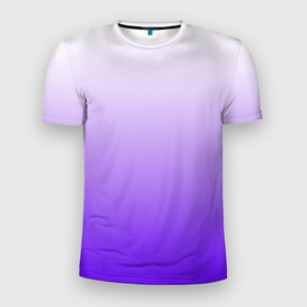 Мужская футболка 3D Slim с принтом Бело сиренево синий градиент , 100% полиэстер с улучшенными характеристиками | приталенный силуэт, круглая горловина, широкие плечи, сужается к линии бедра | Тематика изображения на принте: 