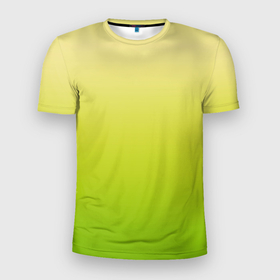Мужская футболка 3D Slim с принтом Градиент лимонный жёлто салатовый в Тюмени, 100% полиэстер с улучшенными характеристиками | приталенный силуэт, круглая горловина, широкие плечи, сужается к линии бедра | 