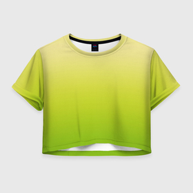 Женская футболка Crop-top 3D с принтом Градиент лимонный жёлто салатовый в Новосибирске, 100% полиэстер | круглая горловина, длина футболки до линии талии, рукава с отворотами | 