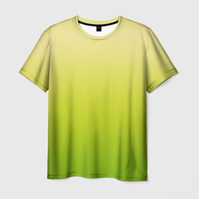 Мужская футболка 3D с принтом Градиент лимонный жёлто салатовый в Тюмени, 100% полиэфир | прямой крой, круглый вырез горловины, длина до линии бедер | 