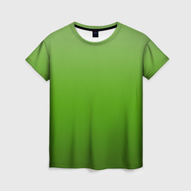 Женская футболка 3D с принтом Градиент яблочный зелёный , 100% полиэфир ( синтетическое хлопкоподобное полотно) | прямой крой, круглый вырез горловины, длина до линии бедер | 