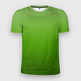 Мужская футболка 3D Slim с принтом Градиент яблочный зелёный в Тюмени, 100% полиэстер с улучшенными характеристиками | приталенный силуэт, круглая горловина, широкие плечи, сужается к линии бедра | 
