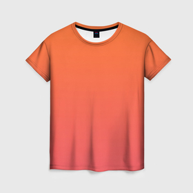 Женская футболка 3D с принтом Градиент оранжево розовый в Екатеринбурге, 100% полиэфир ( синтетическое хлопкоподобное полотно) | прямой крой, круглый вырез горловины, длина до линии бедер | 
