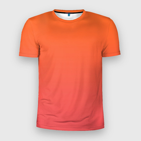 Мужская футболка 3D Slim с принтом Градиент оранжево розовый в Тюмени, 100% полиэстер с улучшенными характеристиками | приталенный силуэт, круглая горловина, широкие плечи, сужается к линии бедра | Тематика изображения на принте: 