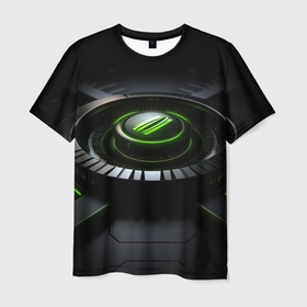 Мужская футболка 3D с принтом Black  green   abstract nvidia style , 100% полиэфир | прямой крой, круглый вырез горловины, длина до линии бедер | 