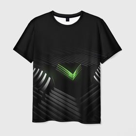 Мужская футболка 3D с принтом Black  green   abstract nvidia  style , 100% полиэфир | прямой крой, круглый вырез горловины, длина до линии бедер | 