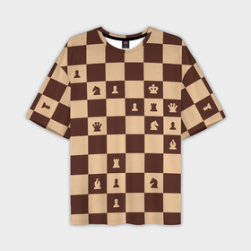 Мужская футболка oversize 3D с принтом Коричневая шахматная доска ,  |  | Тематика изображения на принте: 