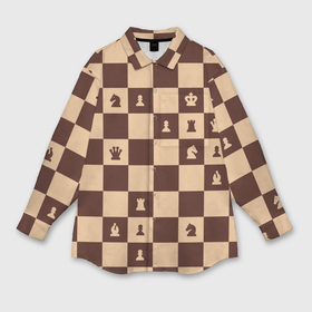 Мужская рубашка oversize 3D с принтом Коричневая шахматная доска ,  |  | Тематика изображения на принте: 
