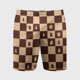 Мужские шорты спортивные с принтом Коричневая шахматная доска ,  |  | 