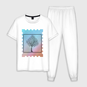 Мужская пижама хлопок с принтом Абстрактное деревo в Екатеринбурге, 100% хлопок | брюки и футболка прямого кроя, без карманов, на брюках мягкая резинка на поясе и по низу штанин
 | 