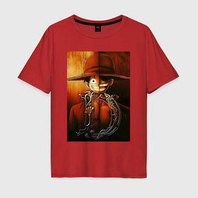 Мужская футболка хлопок Oversize с принтом Ван Пис Луффи Монки Д Роджер Гол Д в Екатеринбурге, 100% хлопок | свободный крой, круглый ворот, “спинка” длиннее передней части | Тематика изображения на принте: 