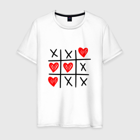 Мужская футболка хлопок с принтом Love always wins   hand drawn hearts в Кировске, 100% хлопок | прямой крой, круглый вырез горловины, длина до линии бедер, слегка спущенное плечо. | 