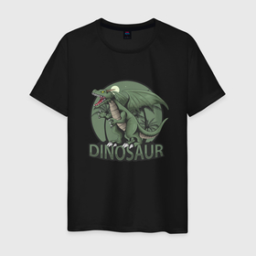 Мужская футболка хлопок с принтом Динозавр с крыльями , 100% хлопок | прямой крой, круглый вырез горловины, длина до линии бедер, слегка спущенное плечо. | 