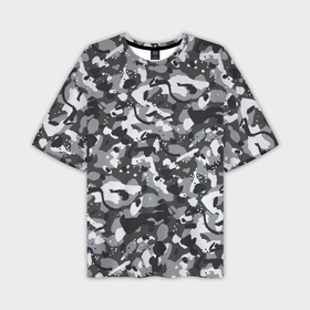 Мужская футболка oversize 3D с принтом Серый пиксельный камуфляж ,  |  | 