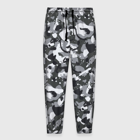 Мужские брюки 3D с принтом Серый пиксельный камуфляж в Тюмени, 100% полиэстер | манжеты по низу, эластичный пояс регулируется шнурком, по бокам два кармана без застежек, внутренняя часть кармана из мелкой сетки | Тематика изображения на принте: 