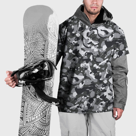 Накидка на куртку 3D с принтом Серый пиксельный камуфляж в Петрозаводске, 100% полиэстер |  | Тематика изображения на принте: 