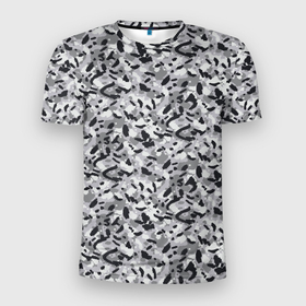 Мужская футболка 3D Slim с принтом Пикселированный городской серый камуфляж , 100% полиэстер с улучшенными характеристиками | приталенный силуэт, круглая горловина, широкие плечи, сужается к линии бедра | 