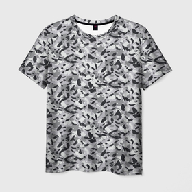 Мужская футболка 3D с принтом Пикселированный городской серый камуфляж в Новосибирске, 100% полиэфир | прямой крой, круглый вырез горловины, длина до линии бедер | Тематика изображения на принте: 