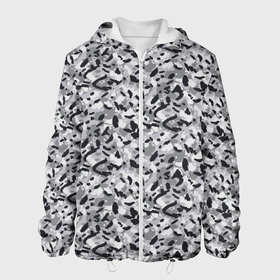 Мужская куртка 3D с принтом Пикселированный городской серый камуфляж в Петрозаводске, ткань верха — 100% полиэстер, подклад — флис | прямой крой, подол и капюшон оформлены резинкой с фиксаторами, два кармана без застежек по бокам, один большой потайной карман на груди. Карман на груди застегивается на липучку | 