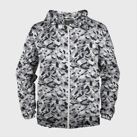 Мужская ветровка 3D с принтом Пикселированный городской серый камуфляж в Екатеринбурге, 100% полиэстер | подол и капюшон оформлены резинкой с фиксаторами, два кармана без застежек по бокам, один потайной карман на груди | 