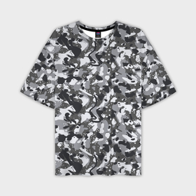 Мужская футболка oversize 3D с принтом Пиксельный камуфляж серого цвета ,  |  | 