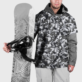 Накидка на куртку 3D с принтом Пиксельный камуфляж серого цвета в Петрозаводске, 100% полиэстер |  | Тематика изображения на принте: 