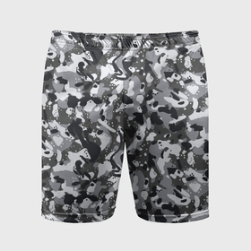 Мужские шорты спортивные с принтом Пиксельный камуфляж серого цвета в Кировске,  |  | 