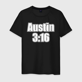 Мужская футболка хлопок с принтом Стив Остин Austin 3:16 в Екатеринбурге, 100% хлопок | прямой крой, круглый вырез горловины, длина до линии бедер, слегка спущенное плечо. | Тематика изображения на принте: 