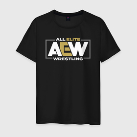 Мужская футболка хлопок с принтом All Elite Wrestling AEW в Белгороде, 100% хлопок | прямой крой, круглый вырез горловины, длина до линии бедер, слегка спущенное плечо. | 