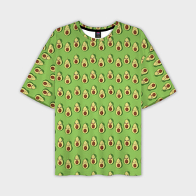 Мужская футболка oversize 3D с принтом Весёлый авокадо на зелёном фоне в Тюмени,  |  | 