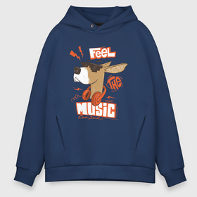 Мужское худи Oversize хлопок с принтом Feel the music в Белгороде, френч-терри — 70% хлопок, 30% полиэстер. Мягкий теплый начес внутри —100% хлопок | боковые карманы, эластичные манжеты и нижняя кромка, капюшон на магнитной кнопке | 