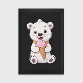 Ежедневник с принтом Полярный медведь с мороженым в Екатеринбурге,  |  | Тематика изображения на принте: 