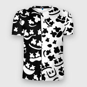 Мужская футболка 3D Slim с принтом Marshmello music pattern в Курске, 100% полиэстер с улучшенными характеристиками | приталенный силуэт, круглая горловина, широкие плечи, сужается к линии бедра | Тематика изображения на принте: 