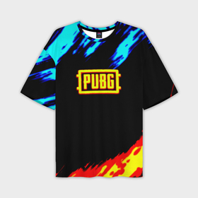 Мужская футболка oversize 3D с принтом PUBG краски огонь и лёд в Белгороде,  |  | 