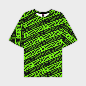 Мужская футболка oversize 3D с принтом Juventus green pattern sport в Петрозаводске,  |  | Тематика изображения на принте: 